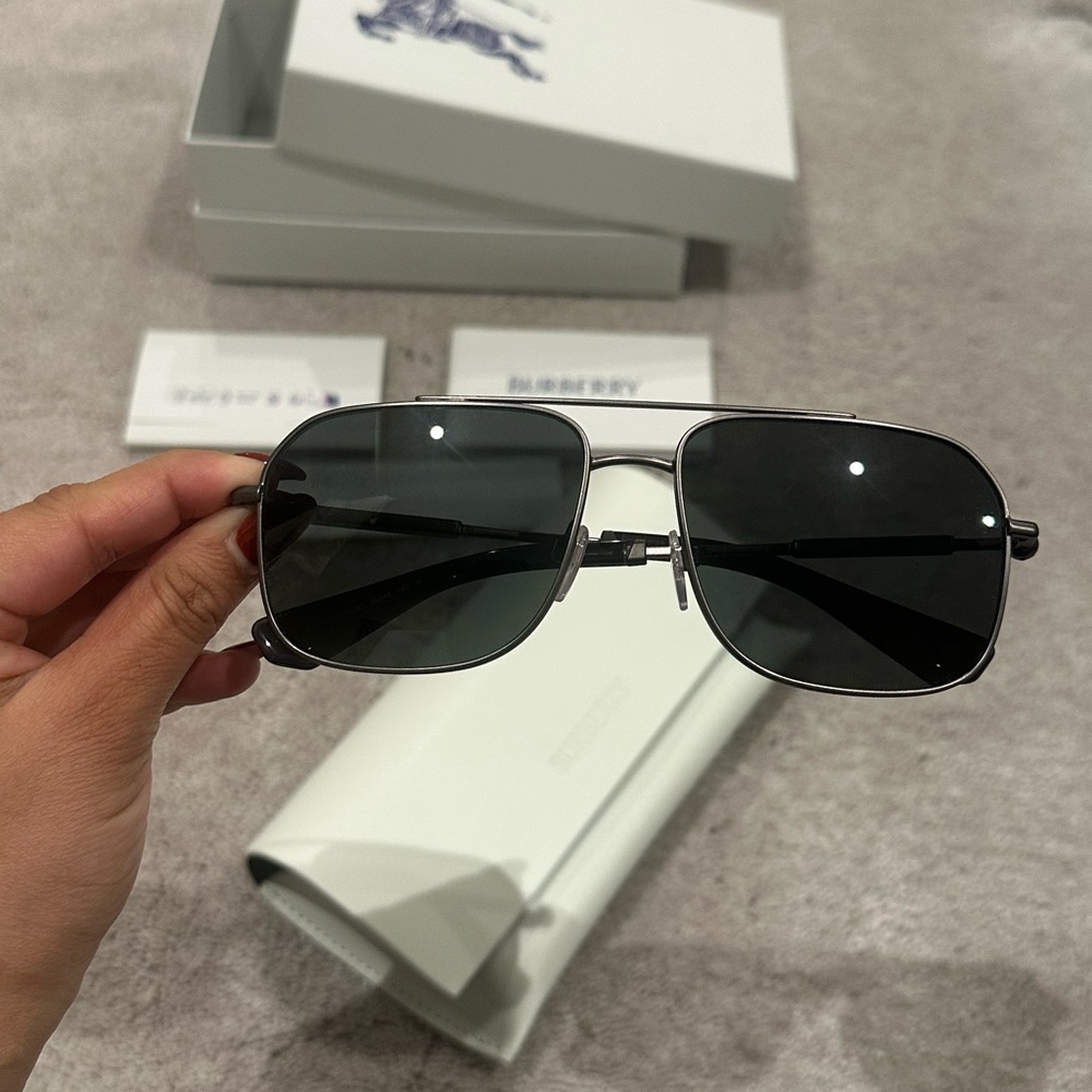 Burberry Gray Frame Sunglasses with Dark Gray Lenses - Picture 4 of 6